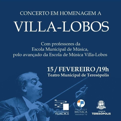 Com entrada franca, Teatro Municipal de Teresópolis apresenta concerto em homenagem à Villa-Lobos