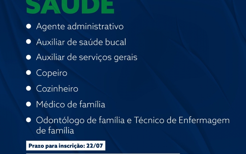 Processo seletivo aberto para área da Saúde