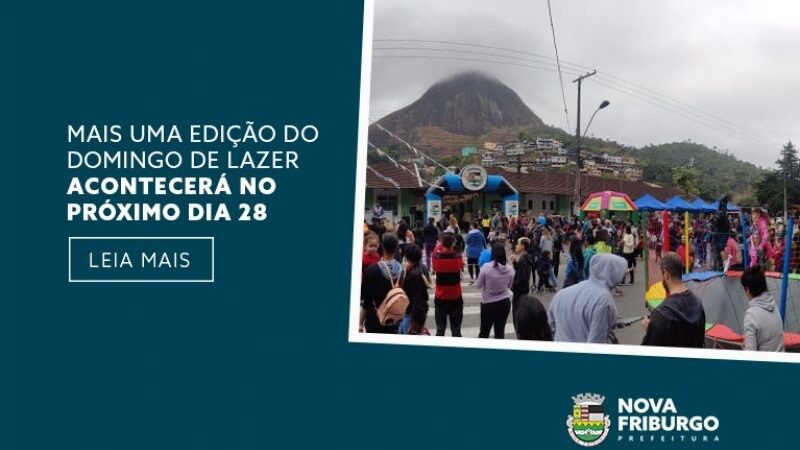 Prefeitura realiza “Domingo de Lazer”no próximo dia 28