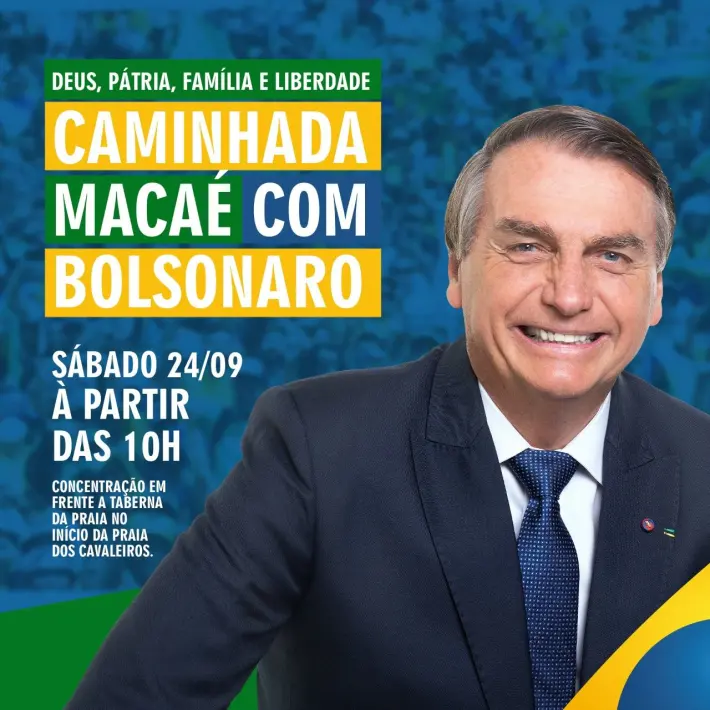 Caminhada em apoio ao presidente acontece neste sábado com concentração nos Cavaleiros