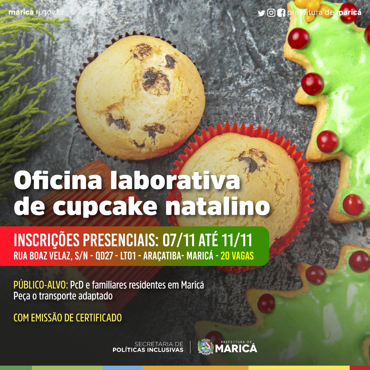 Oficina de Cupcake Natalino em Maricá