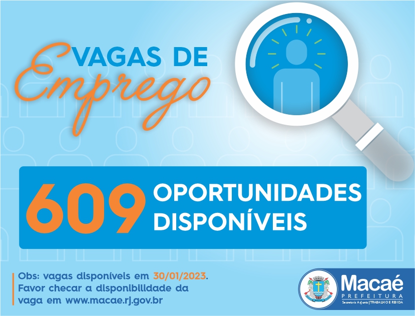 Balcão de empregos com 609 vagas nesta semana