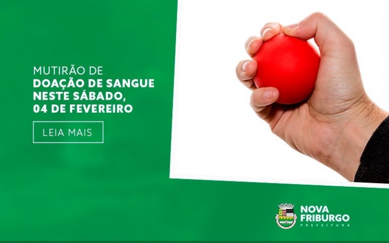 MUTIRÃO DE DOAÇÃO DE SANGUE NESTE SÁBADO