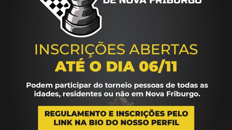 NOVA FRIBURGO TERÁ “1º ABERTO DE XADREZ” NO MÊS DE NOVEMBRO