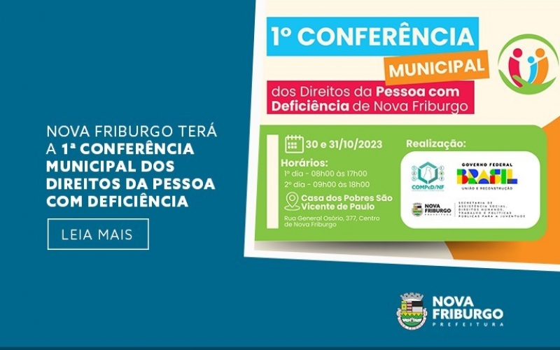 NOVA FRIBURGO TERÁ 1ª CONFERÊNCIA MUNICIPAL DOS DIREITOS DA PESSOA COM DEFICIÊNCIA