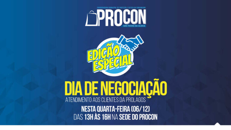 Procon aldeense promove mutirão especial para renegociação de dívidas com a Prolagos nesta quarta (06)