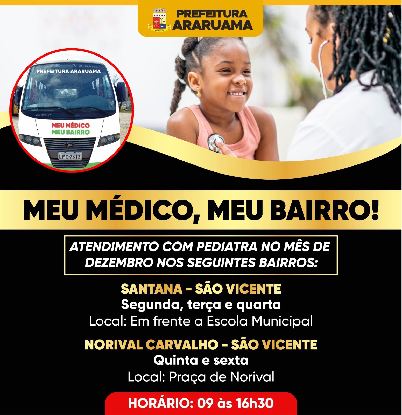 Notícias – Prefeitura lança o programa “Meu Médico, Meu bairro” com atendimento de pediatria nesse mês de dezembro