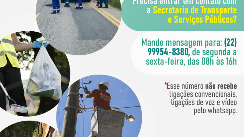 Secretaria de Transporte lança WhatsApp para solicitações de serviços em Saquarema