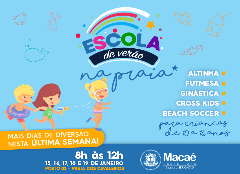 Mais dias de diversão na Escola de Verão na Praia