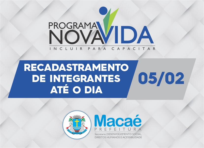 Recadastramento do Nova Vida segue até segunda-feira