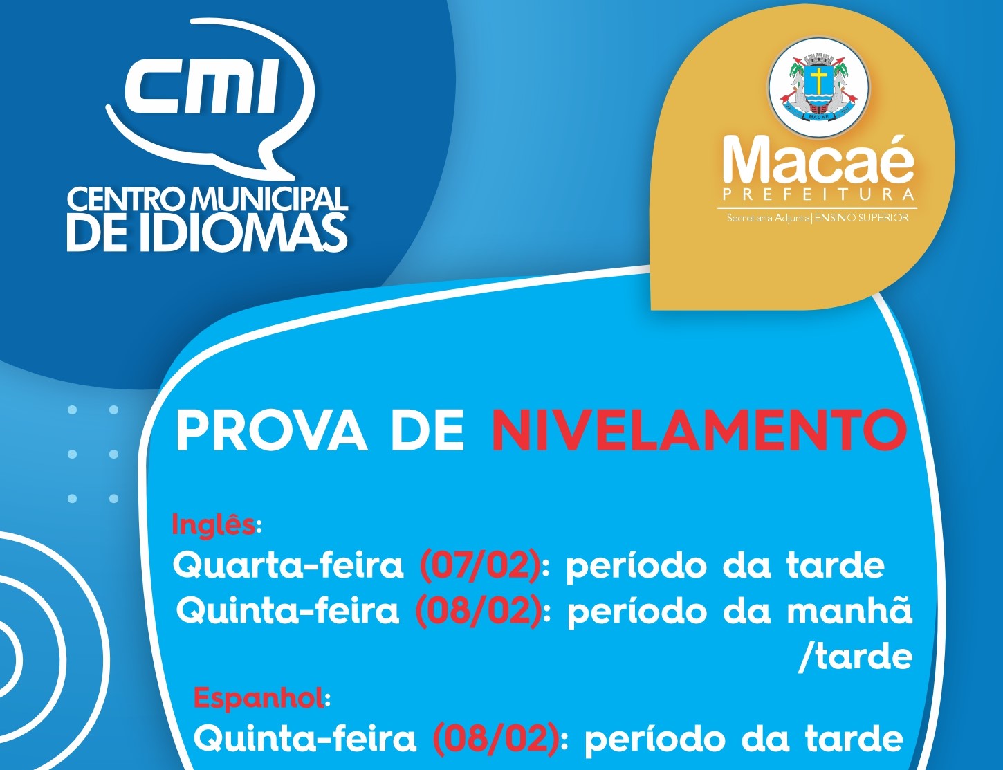 Centro de Idiomas divulga informações sobre nivelamento, rematrícula e novas vagas