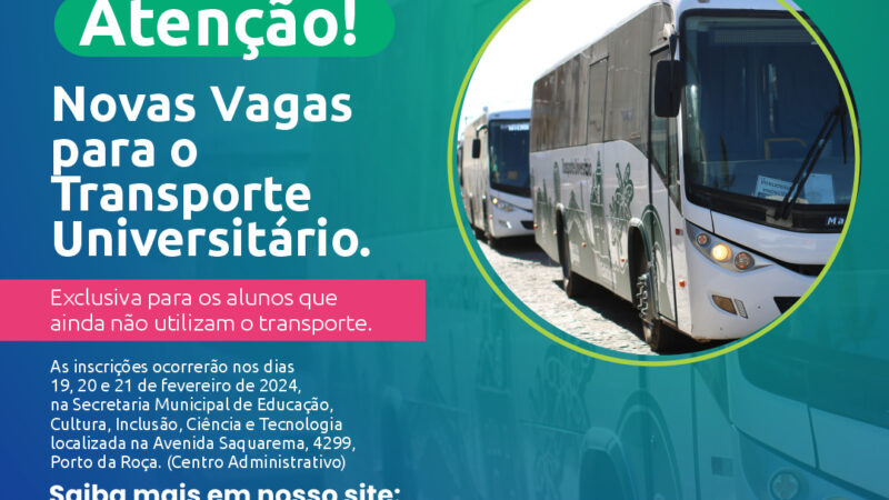 Prefeitura oferece novas vagas para o Transporte Universitário