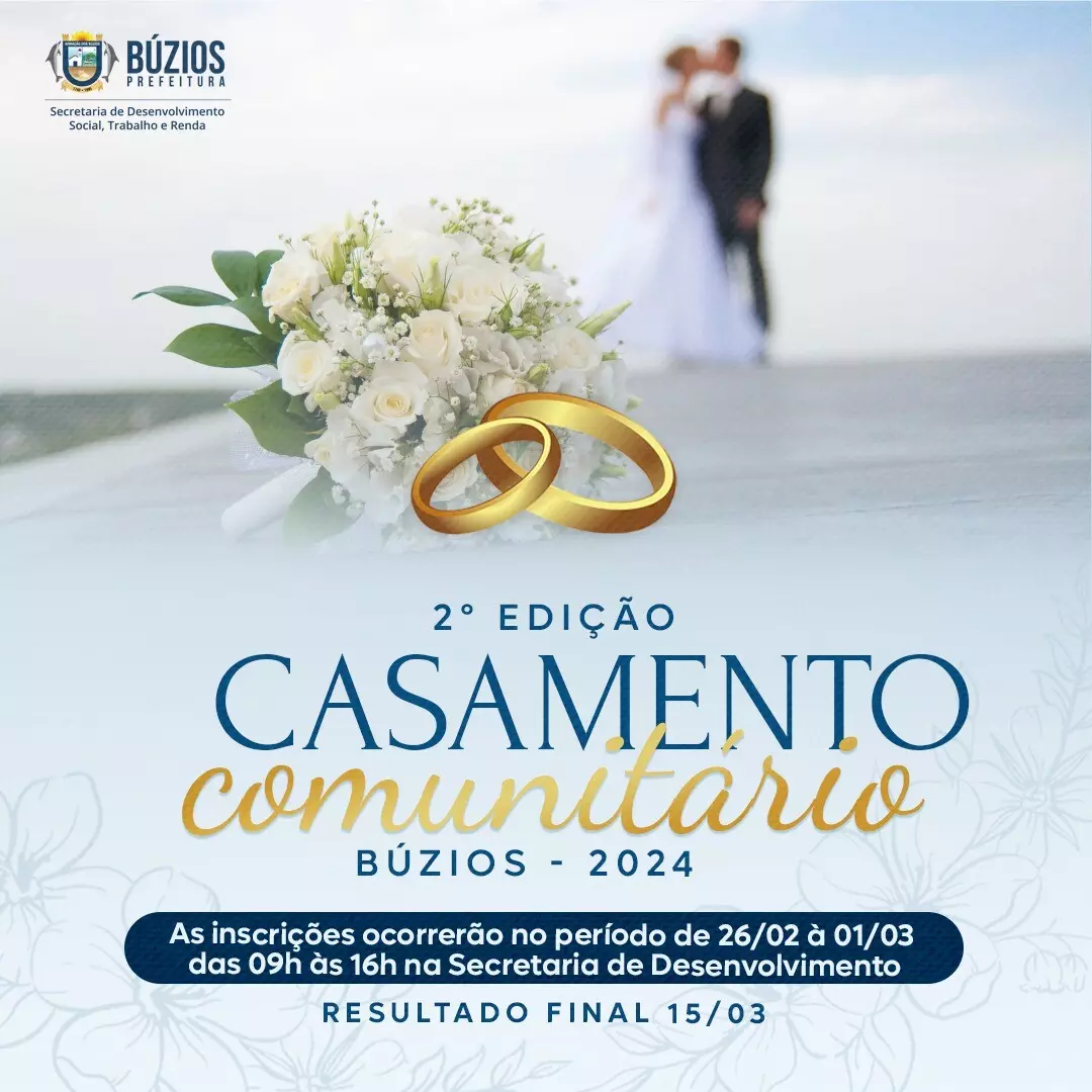 Prefeitura de Búzios abre inscrição para Casamento Comunitário 2024