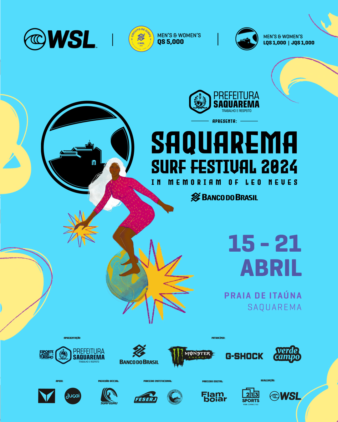 Saquarema Surf Festival vai sediar a segunda etapa do Circuito Banco do Brasil de Surfe