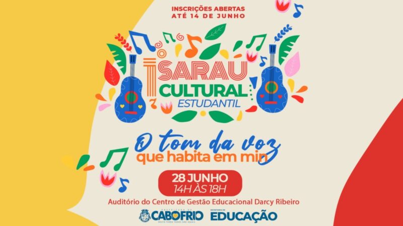 Prefeitura de Cabo Frio abre inscrições para o 1° Sarau Cultural Estudanti