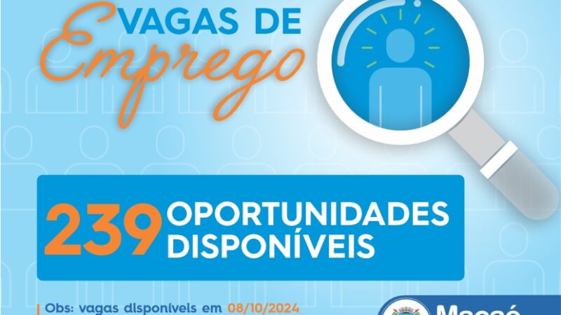 Vagas de empregos: 239 oportunidades disponíveis