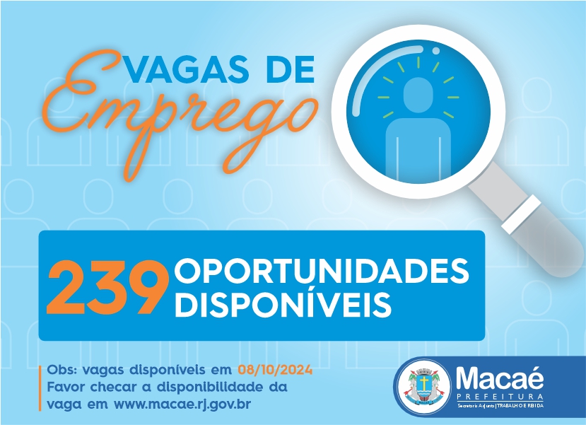 Vagas de empregos: 239 oportunidades disponíveis