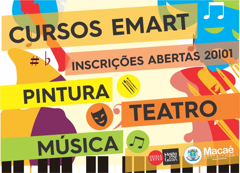 Inscrições para cursos de Pintura, Teatro e Música da Emart no dia 20