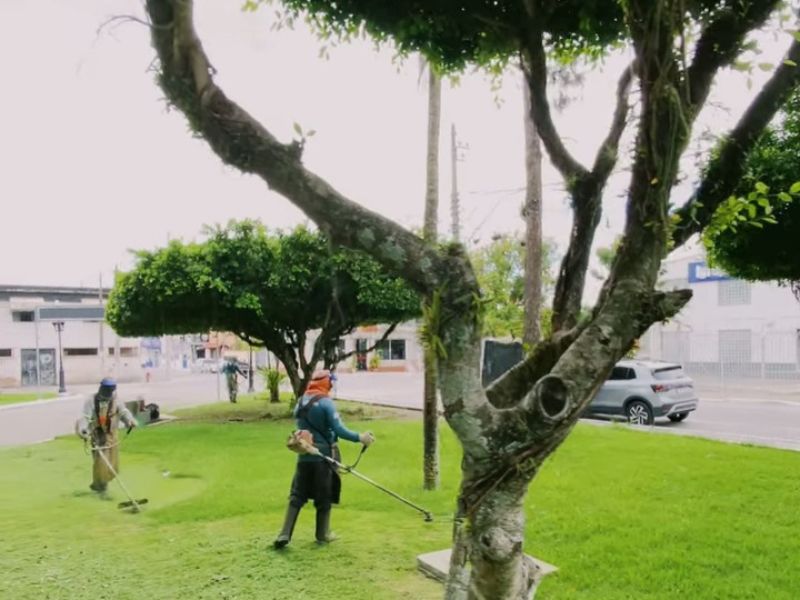 Praça do centro de Silva Jardim recebe serviços de limpeza e manutenção nessa semana