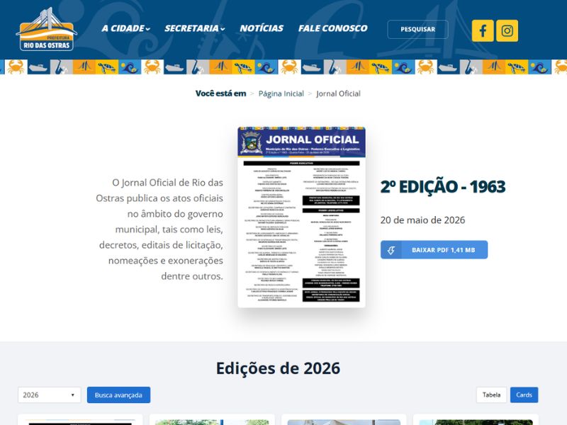 Rio das Ostras lança nova plataforma mais moderna para seus atos oficiais