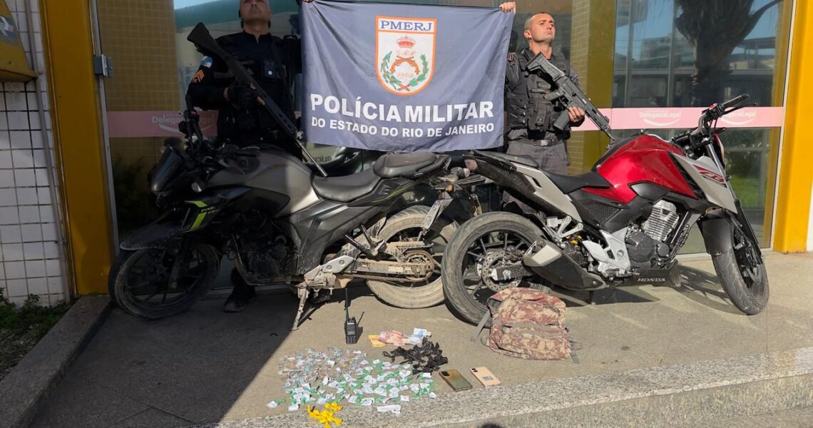 Suspeitos tentam fugir de moto, mas acabam detidos em ação do GAT em Macaé