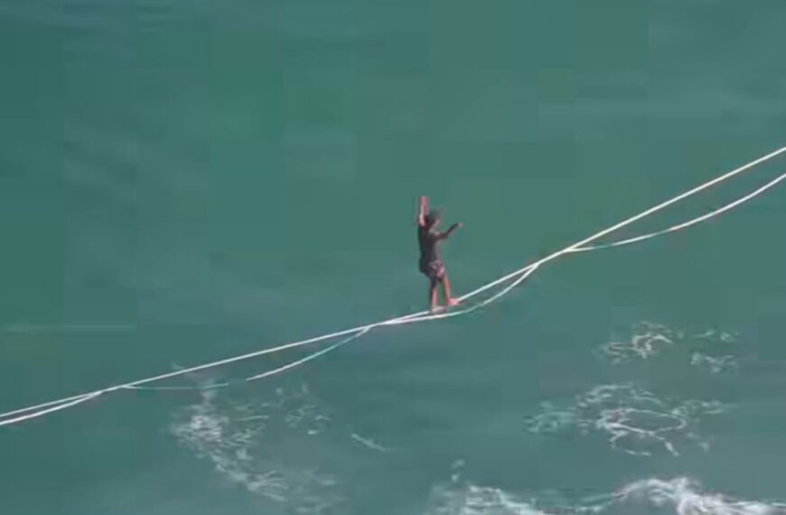 Esporte radical sobre o mar vira assunto nas redes em Arraial do Cabo