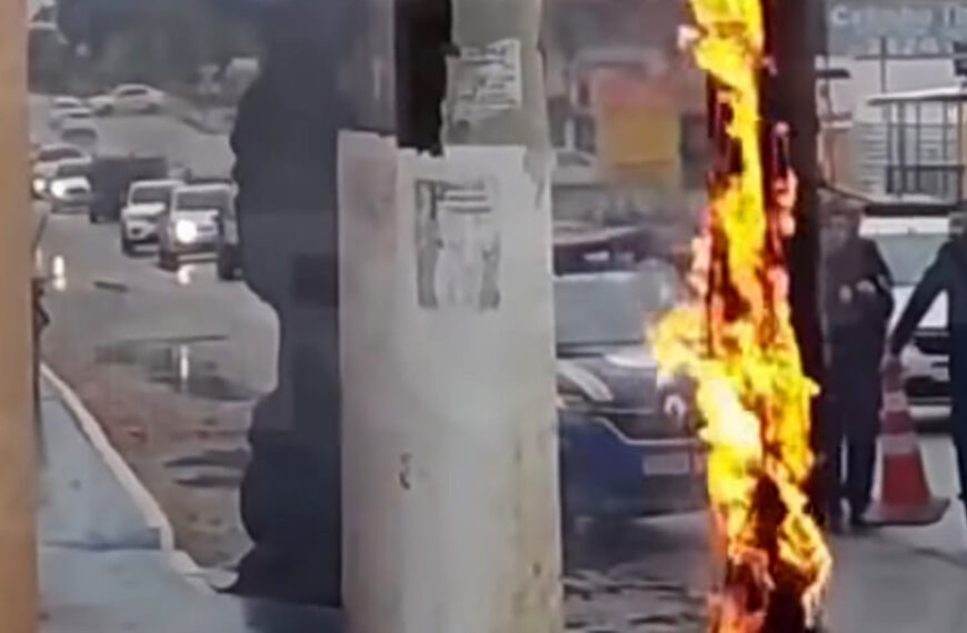 Iguaba Grande registra incêndio em poste durante a manhã